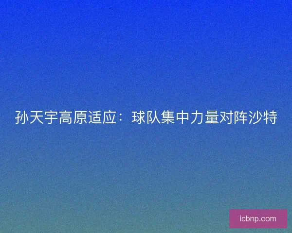 孙天宇高原适应：球队集中力量对阵沙特